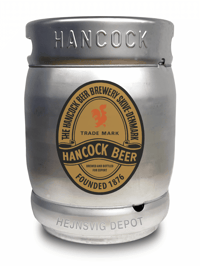 Hancock Beer guldøl 6,8% brygget med tålmodighed til arrangementer i Kolding og Vejle