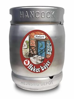 Billedtekst: Høker Bajer pilsner fustager til udskænkning på fadølsanlæg i Hejnsvig og Billund Høker Bajer fadøl til leje af fadølsanlæg i Hejnsvig og Billund